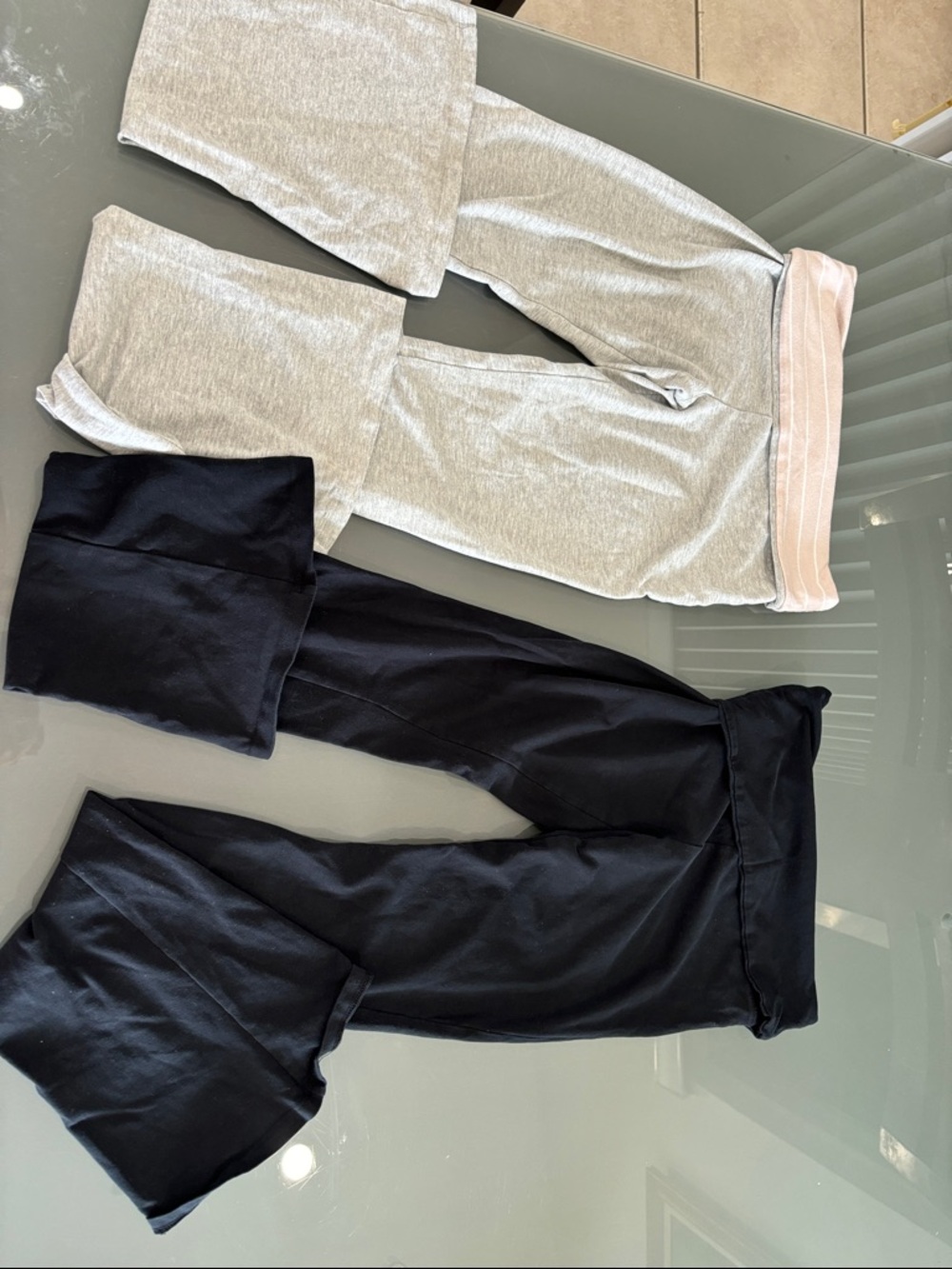 Black and Light Gray Low rise Flare Leggings